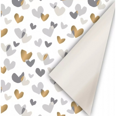 Inpakpapier | Duo hearts zilver Inpakpapier | Duo hearts zilver